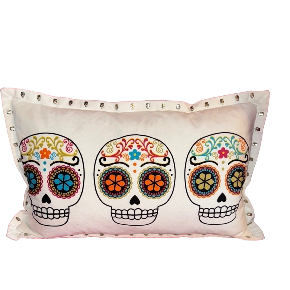Colorful Sugar Skull Decorative Pillow